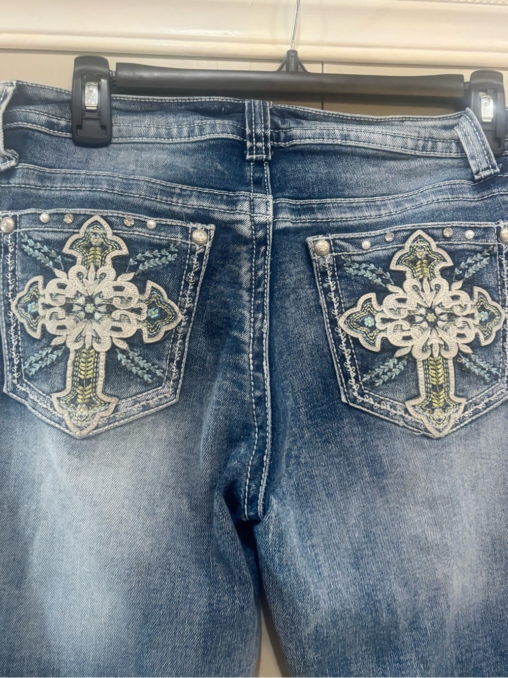 Women’s Blue Embroidered Boot Cut Jeans